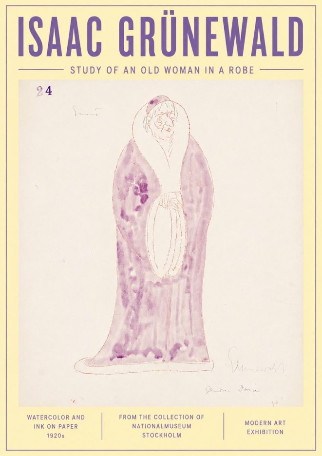 Isaac Grünewald Study of an Old Woman in a Robe No6 - Plakat