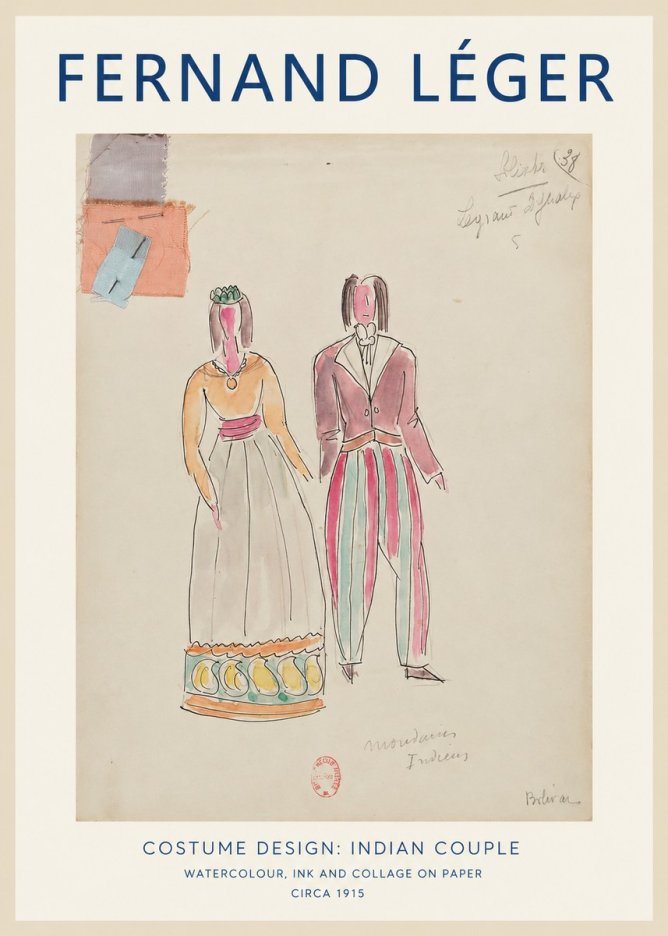 Fernand Léger Costume Design: Indian Couple No1 - Plakat