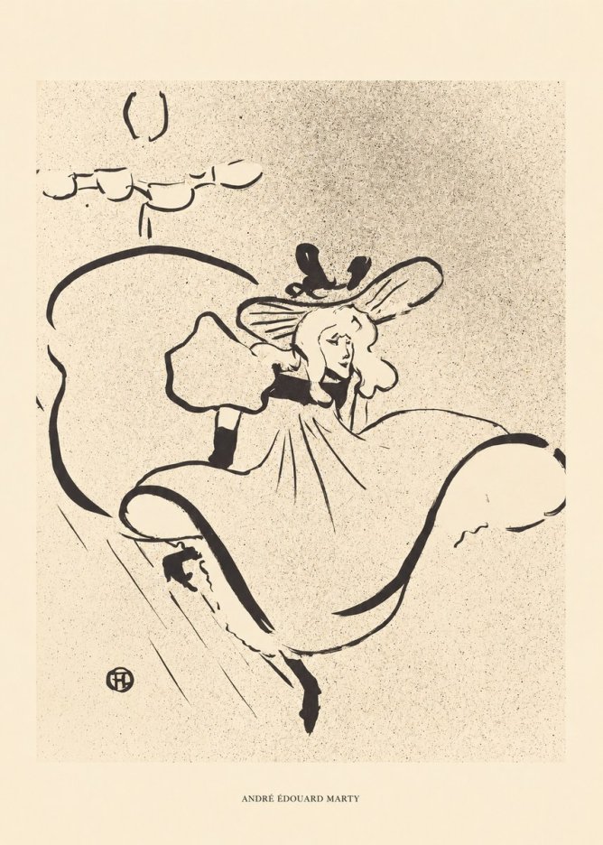 André Édouard Marty Elegant Woman with Hat No6 - Plakat