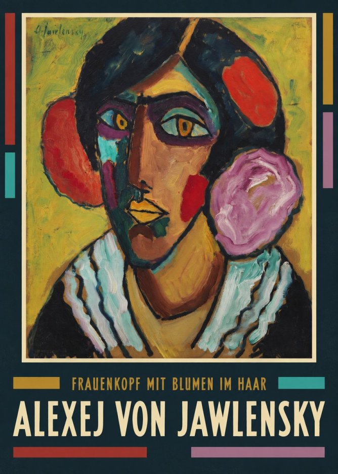 Alexej von Jawlensky Frauenkopf Mit Blumen Im Haar No3 - Plakat