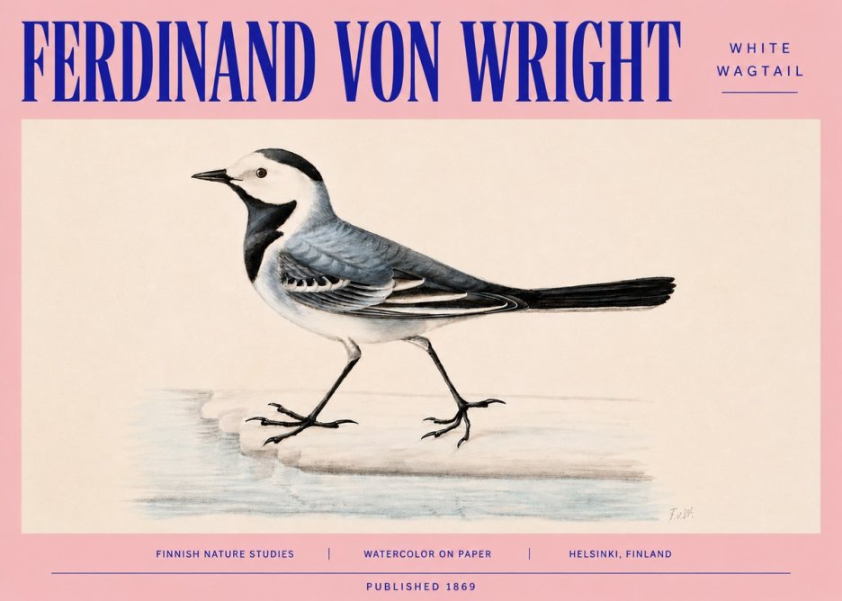 Ferdinand von Wright White Wagtail No4 - Plakat