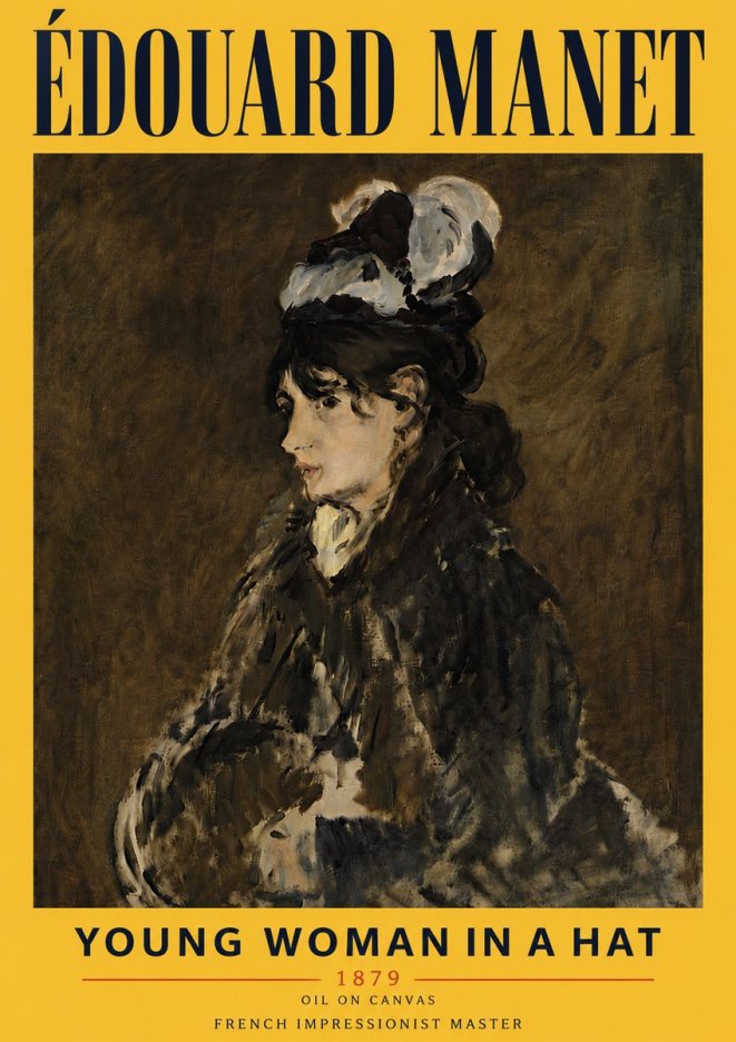 Édouard Manet Young Woman in a Hat I No6 - Plakat