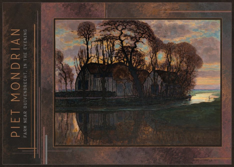 Piet Mondrian Farm Near Duivendrecht, in the Evening No2 - Plakat