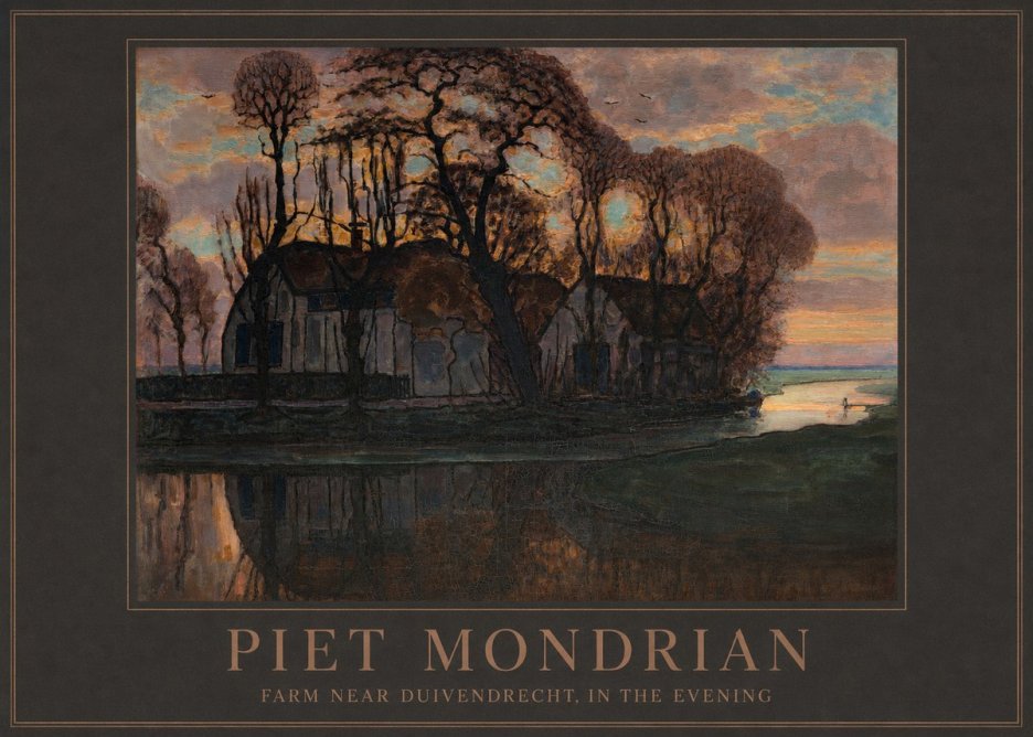 Piet Mondrian Farm Near Duivendrecht, in the Evening No3 - Plakat