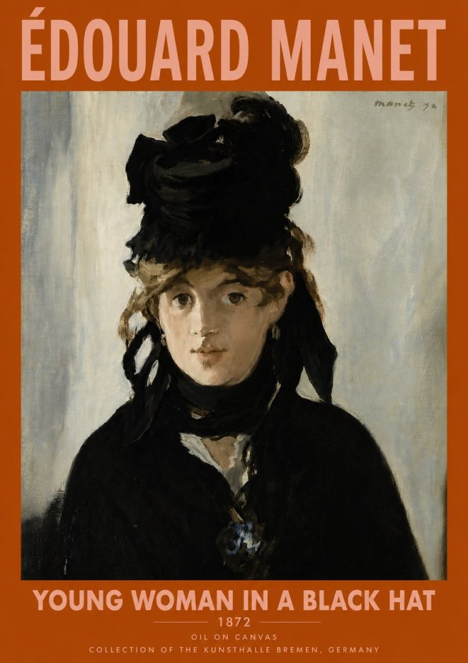 Édouard Manet Young Woman in a Black Hat I No6 - Plakat