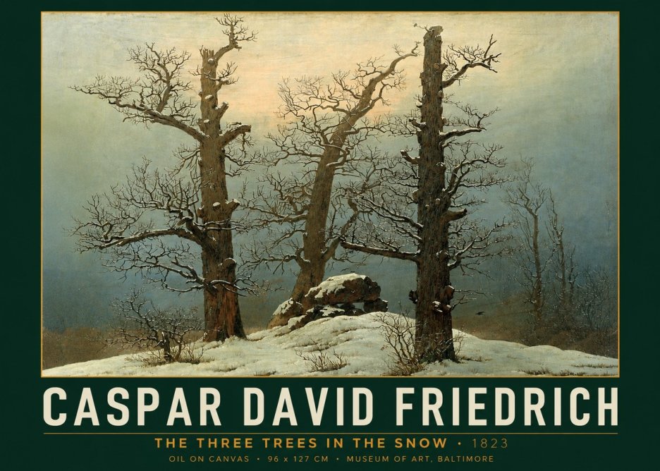 Caspar David Friedrich The Three Trees in the Snow No2 - Plakat
