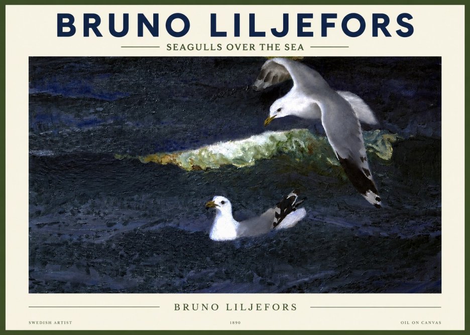Bruno Liljefors Seagulls over the Sea No2 - Plakat