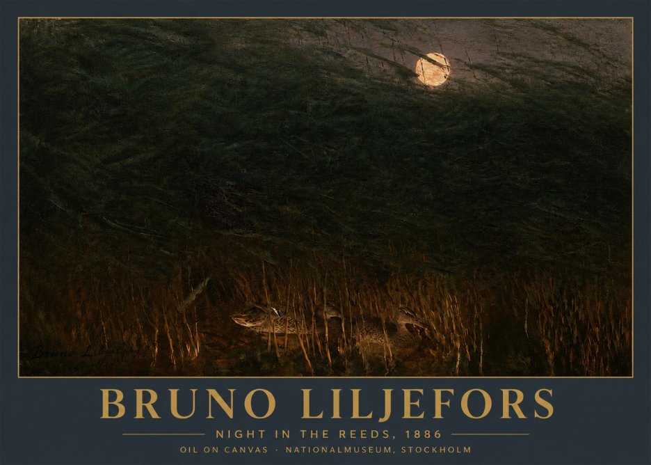 Bruno Liljefors Night in the Reeds No5 - Plakat