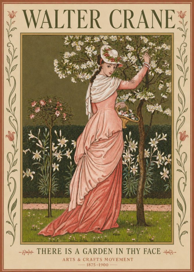 Walter Crane There Is a Garden in Thy Face I No3 - Plakat