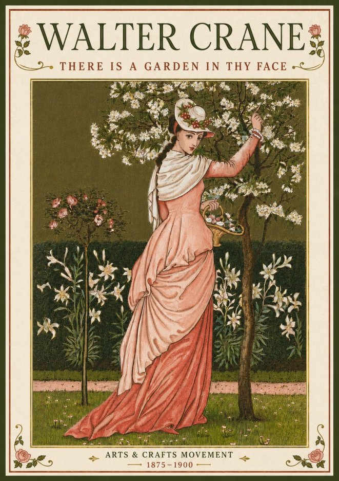Walter Crane There Is a Garden in Thy Face I No6 - Plakat