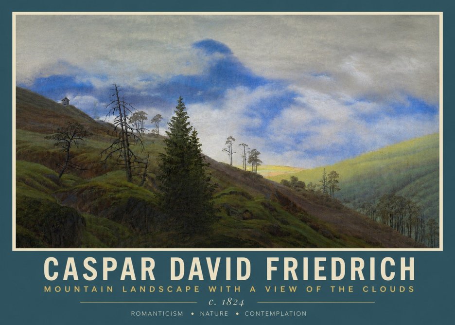 Caspar David Friedrich Mountain Landscape with a View of the Clouds No3 - Plakat