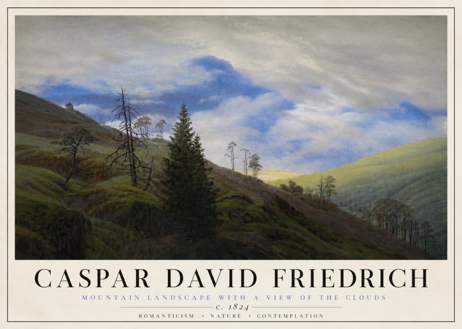 Caspar David Friedrich Mountain Landscape with a View of the Clouds No4 - Plakat