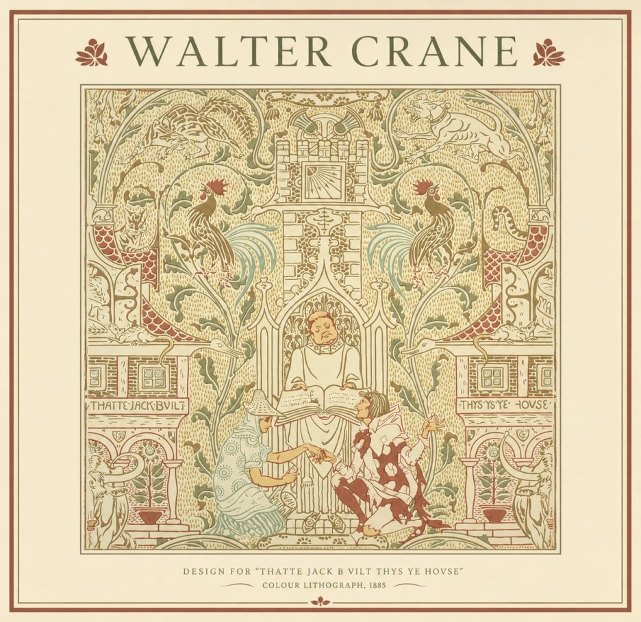 Walter Crane Design for "Thatte Jack B Vilt Thys Ye Hovse" No1 - Plakat