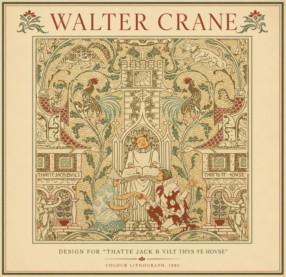 Walter Crane Design for "Thatte Jack B Vilt Thys Ye Hovse" No4 - Plakat