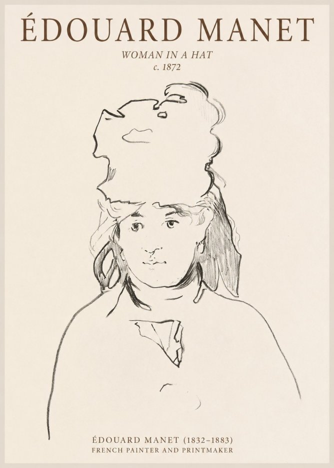 Édouard Manet Woman in a Hat No1 - Plakat
