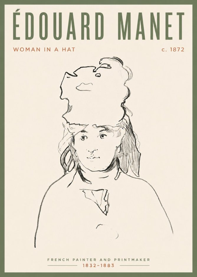 Édouard Manet Woman in a Hat No4 - Plakat