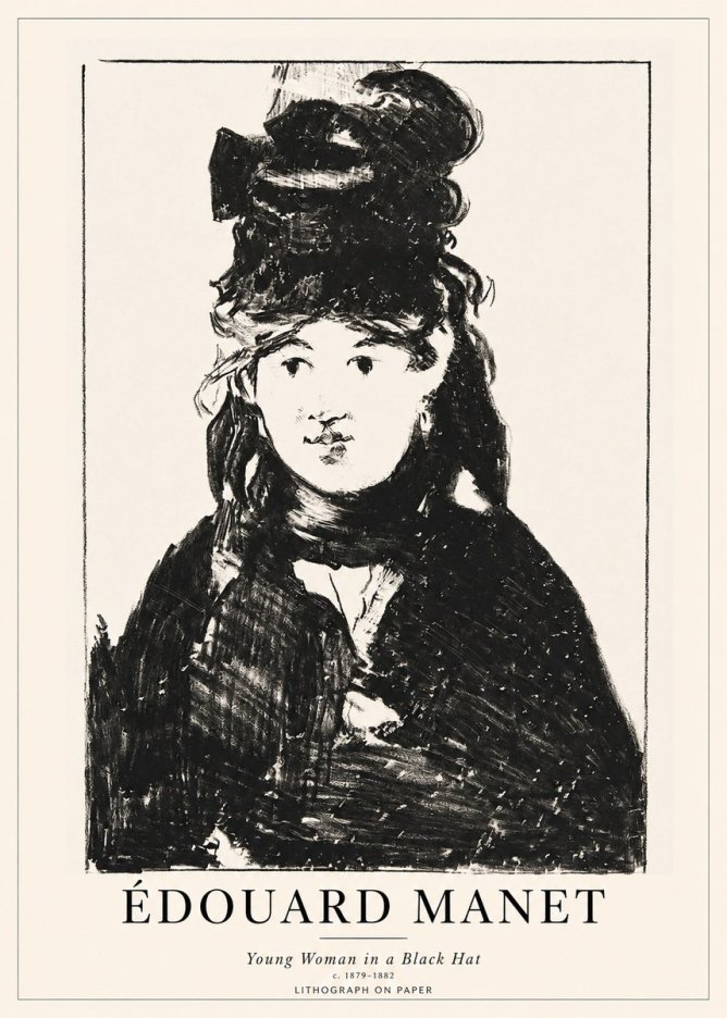 Édouard Manet Young Woman in a Black Hat II No1 - Plakat