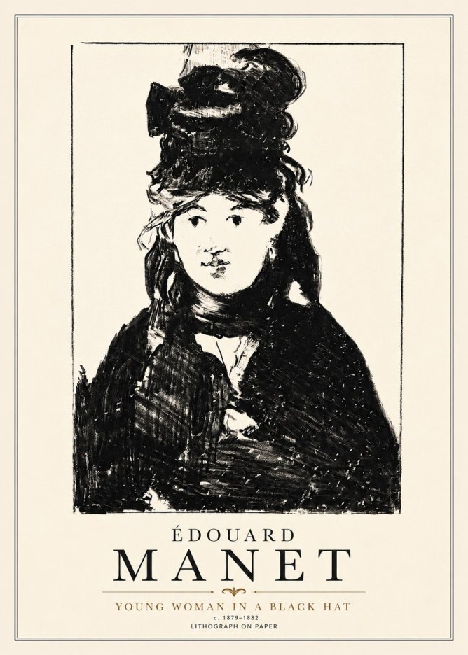 Édouard Manet Young Woman in a Black Hat II No4 - Plakat