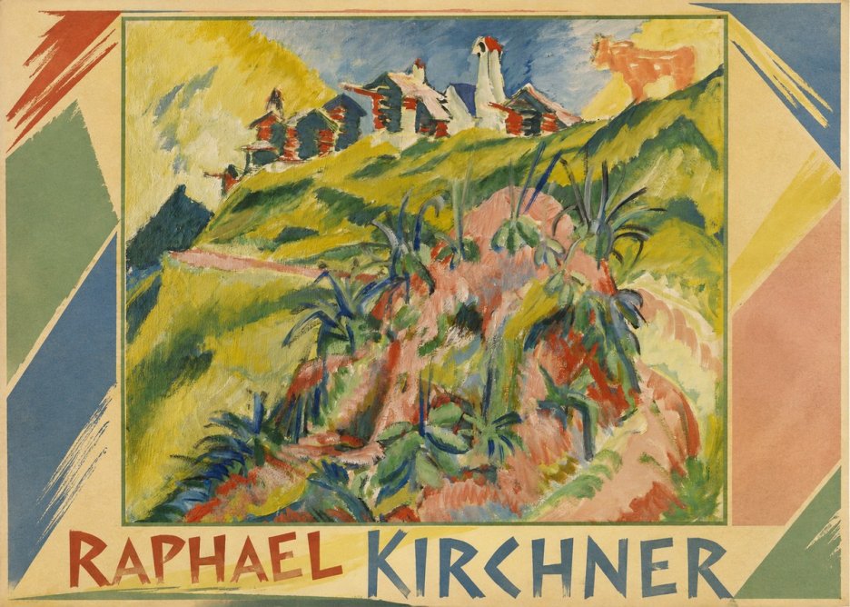 Raphael Kirchner Hillside Dwellings with Alpine Cow No1 - Plakat