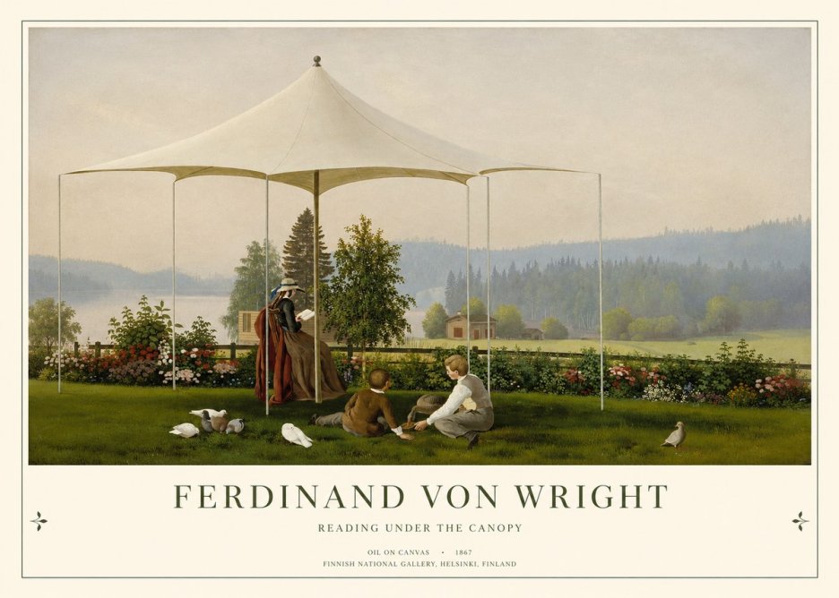 Ferdinand von Wright Reading Under the Canopy No1 - Plakat