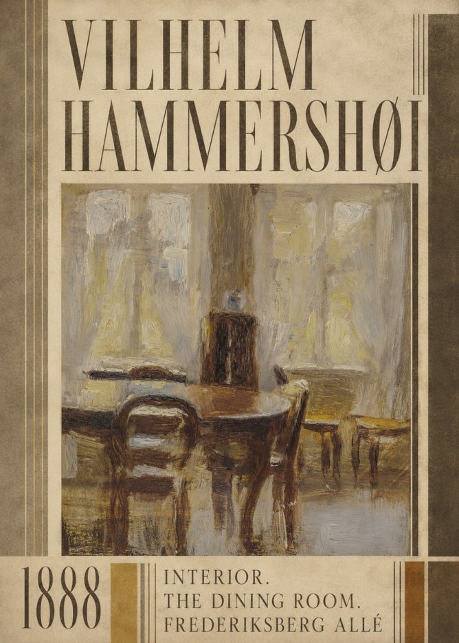 Vilhelm Hammershøi Interior. the Dining Room. Frederiksberg Allé No4 - Plakat