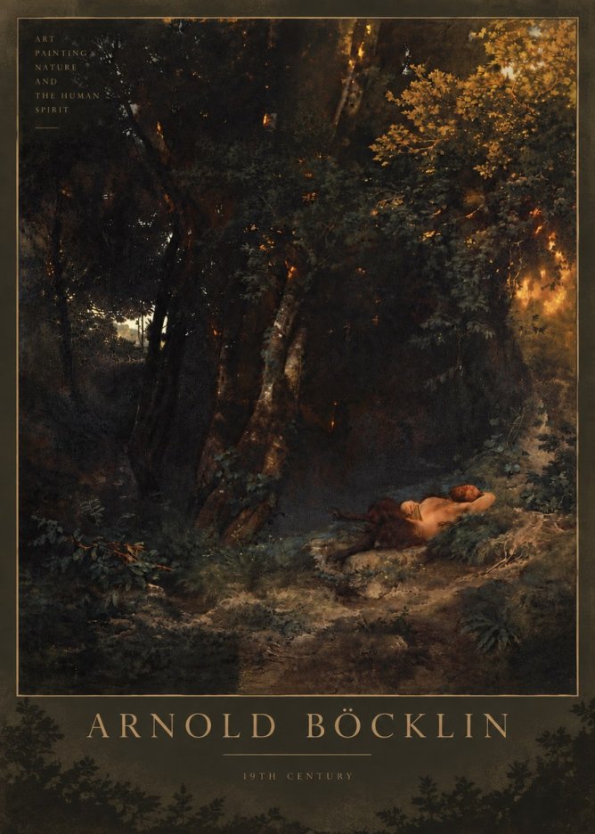 Arnold Böcklin A Faun Asleep No6 - Plakat
