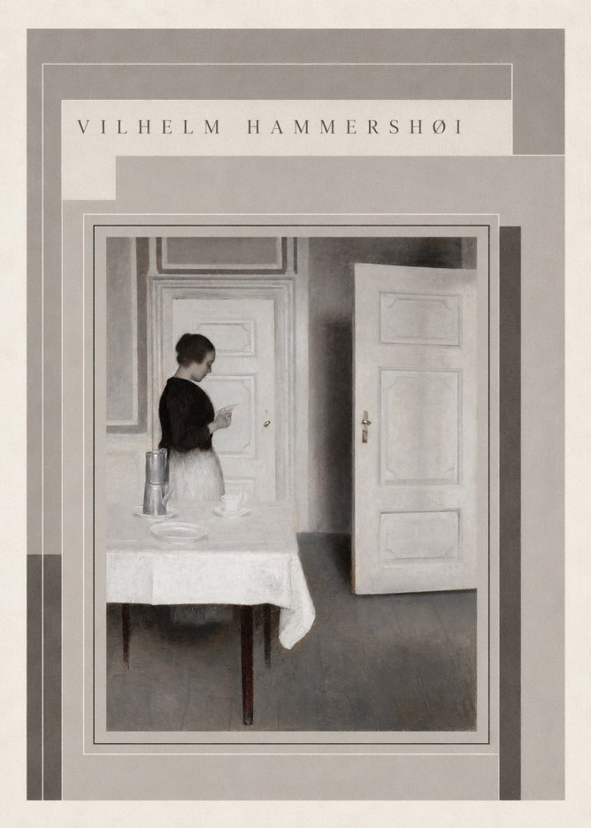 Vilhelm Hammershøi Interior with a Woman Reading a Letter No3 - Plakat