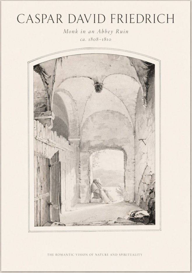 Caspar David Friedrich Monk in an Abbey Ruin No1 - Plakat
