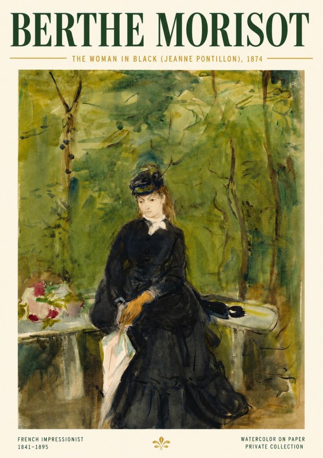 Berthe Morisot The Woman in Black (Jeanne Pontillon) No4 - Plakat