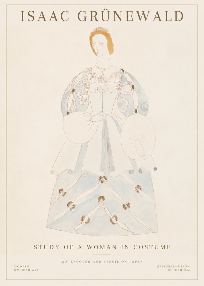 Isaac Grünewald Study of a Woman in Costume No1 - Plakat