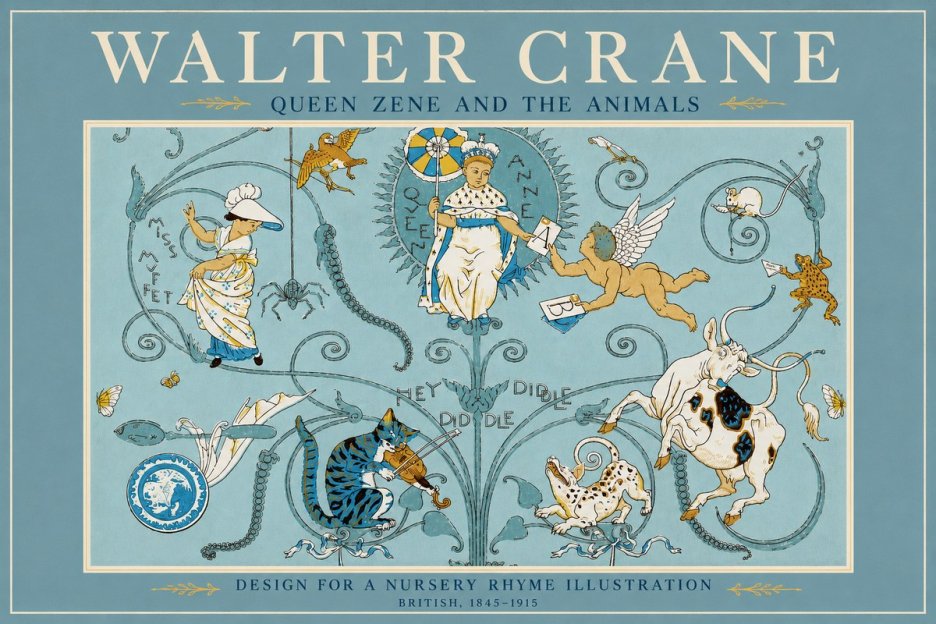 Walter Crane Queen Zene and the Animals No2 - Plakat