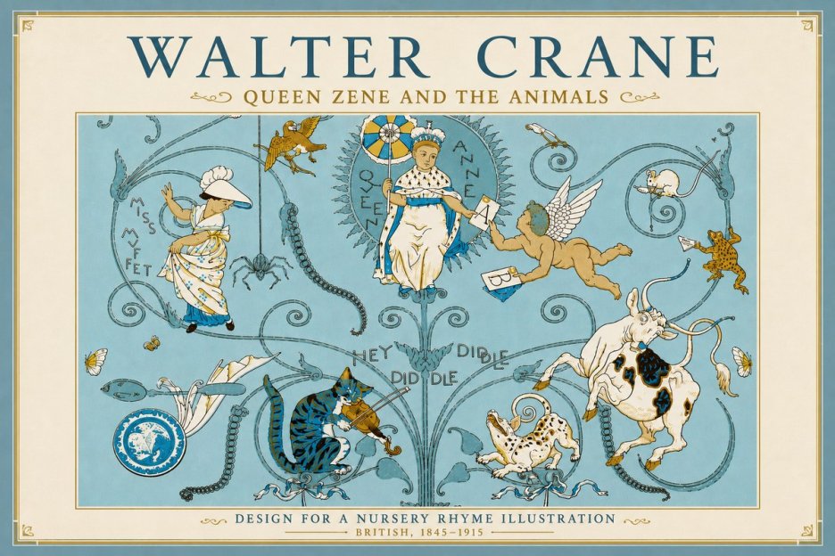Walter Crane Queen Zene and the Animals No6 - Plakat