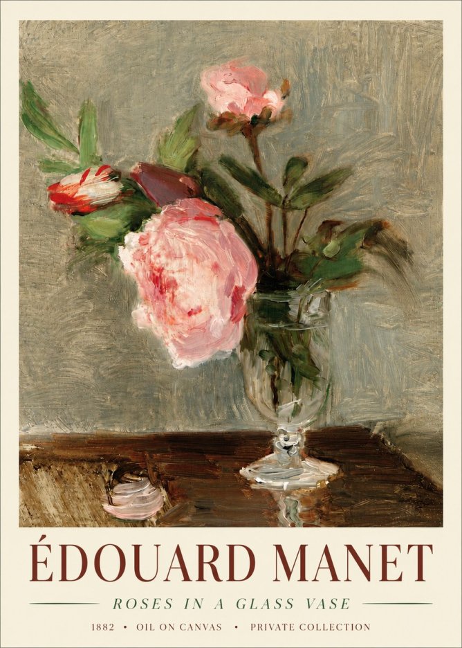 Édouard Manet Roses in a Glass Vase No4 - Plakat