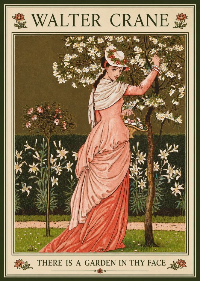 Walter Crane There Is a Garden in Thy Face II No3 - Plakat