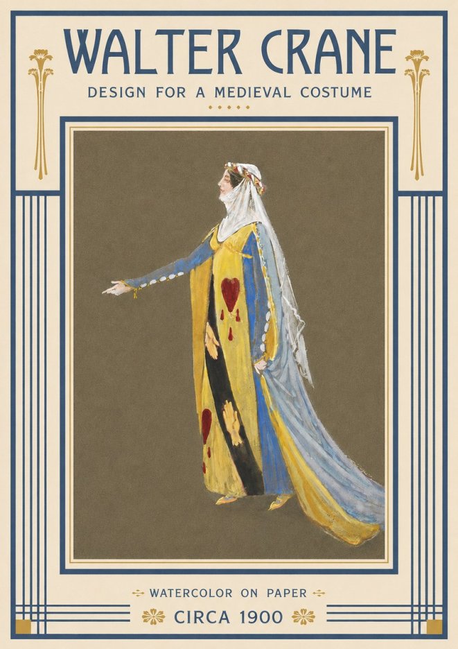 Walter Crane Design for a Medieval Costume No3 - Plakat