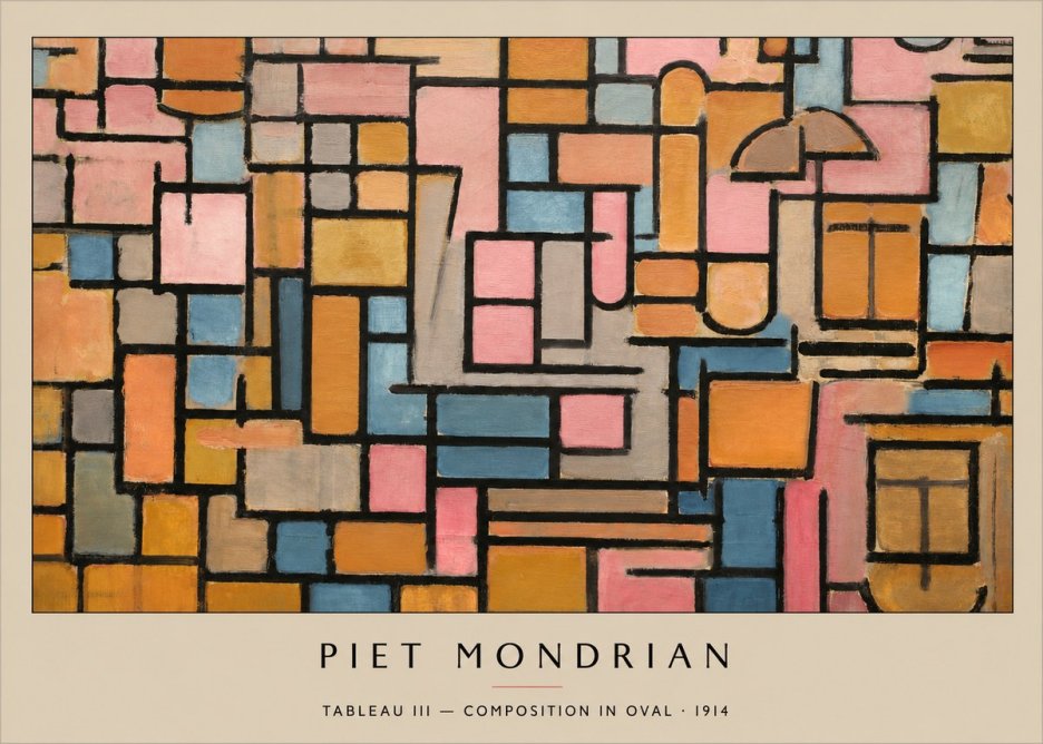 Piet Mondrian Tableau Iii — Composition in Oval No3 - Plakat