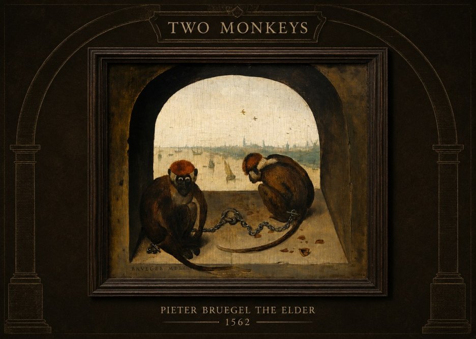 Pieter Bruegel Two Monkeys III No4 - Plakat