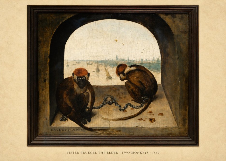 Pieter Bruegel Two Monkeys III No6 - Plakat