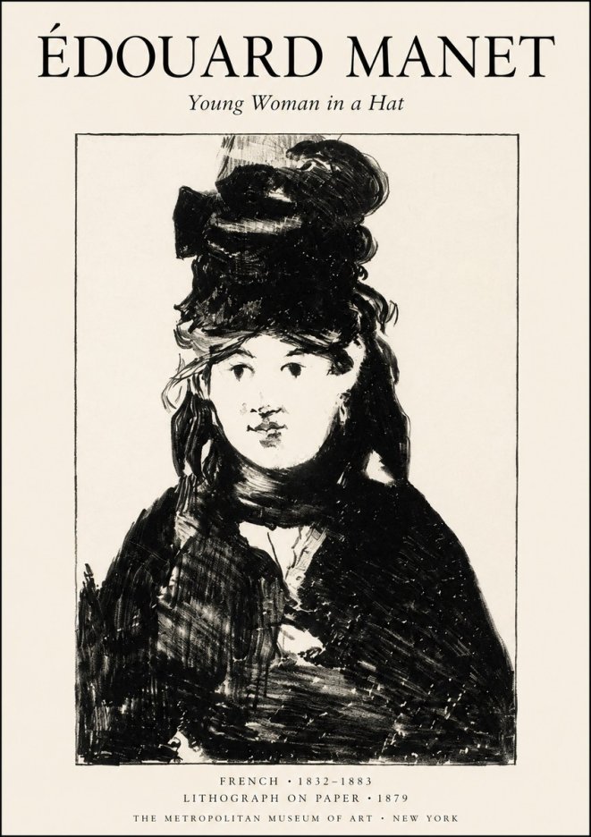 Édouard Manet Young Woman in a Hat II No1 - Plakat