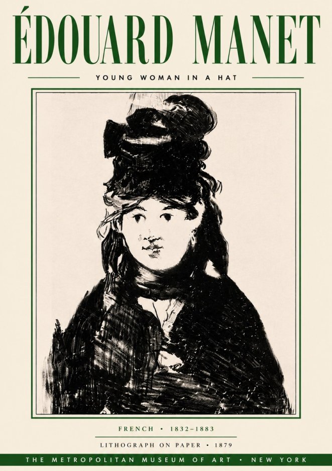 Édouard Manet Young Woman in a Hat II No6 - Plakat