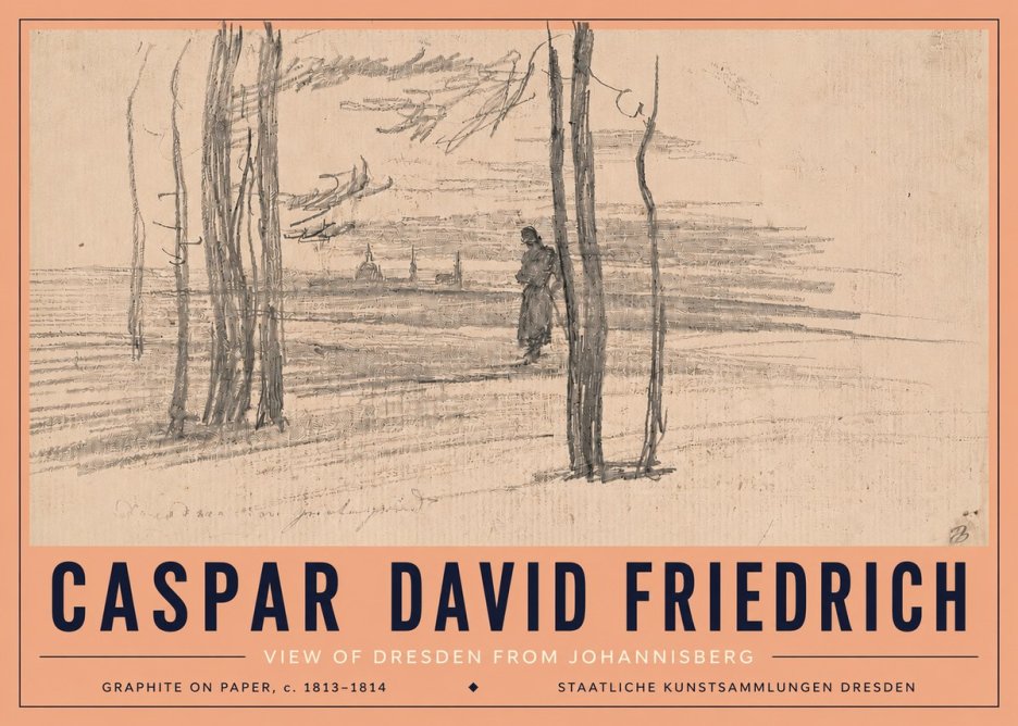 Caspar David Friedrich View of Dresden from Johannisberg No5 - Plakat