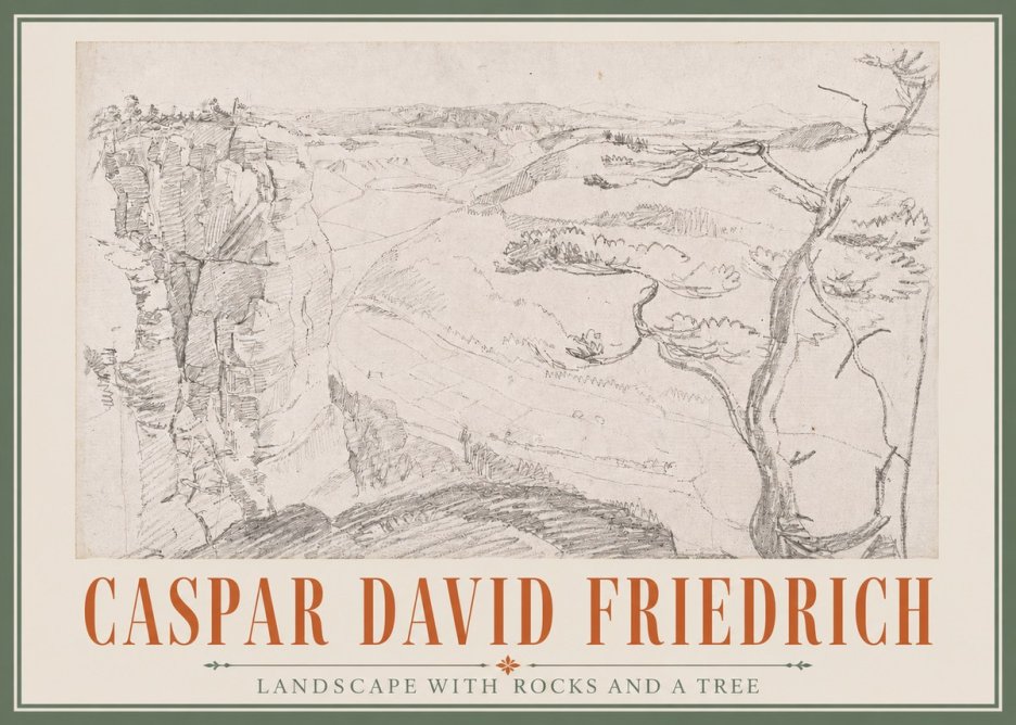 Caspar David Friedrich Landscape with Rocks and a Tree No3 - Plakat