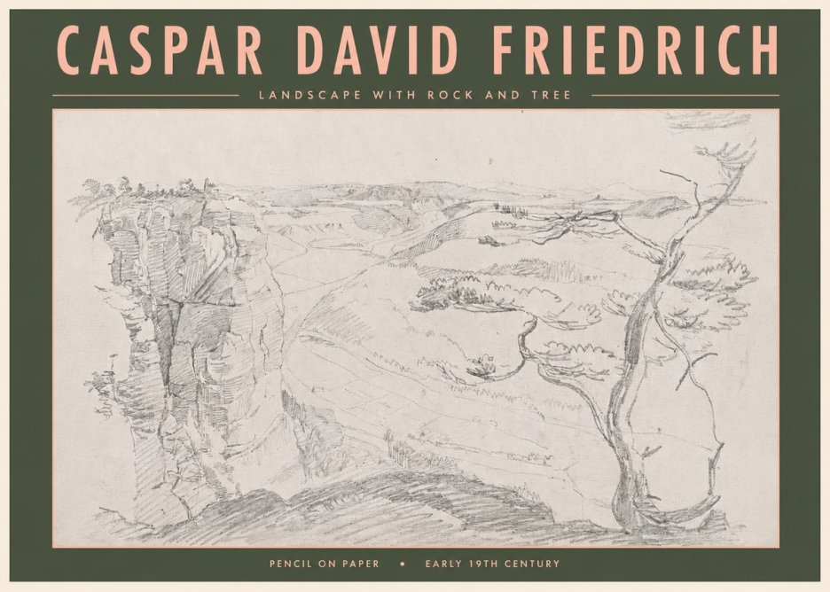 Caspar David Friedrich Landscape with Rocks and a Tree No5 - Plakat