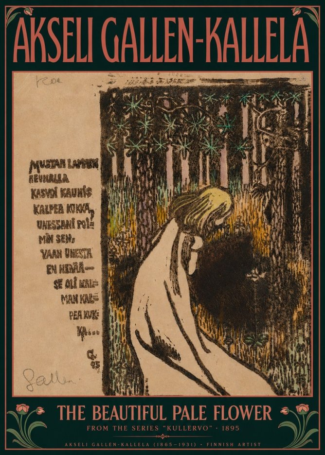 Akseli Gallen-Kallela The Beautiful Pale Flower No2 - Plakat
