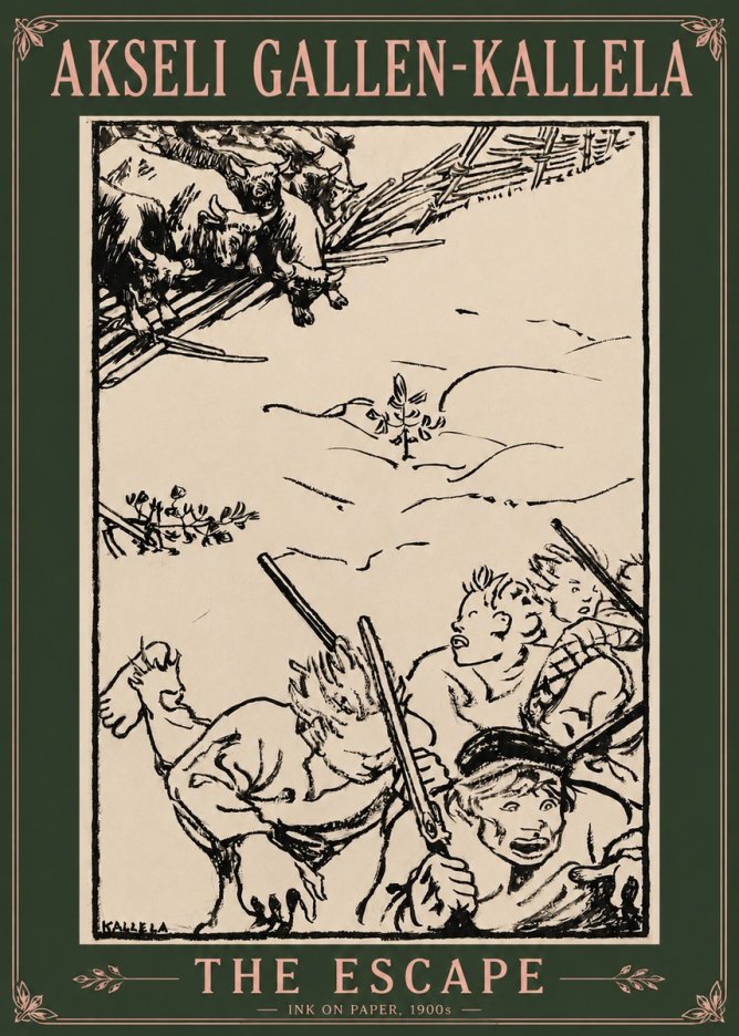 Akseli Gallen-Kallela The Escape No3 - Plakat