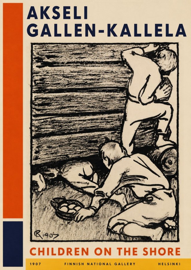 Akseli Gallen-Kallela Children on the Shore No4 - Plakat