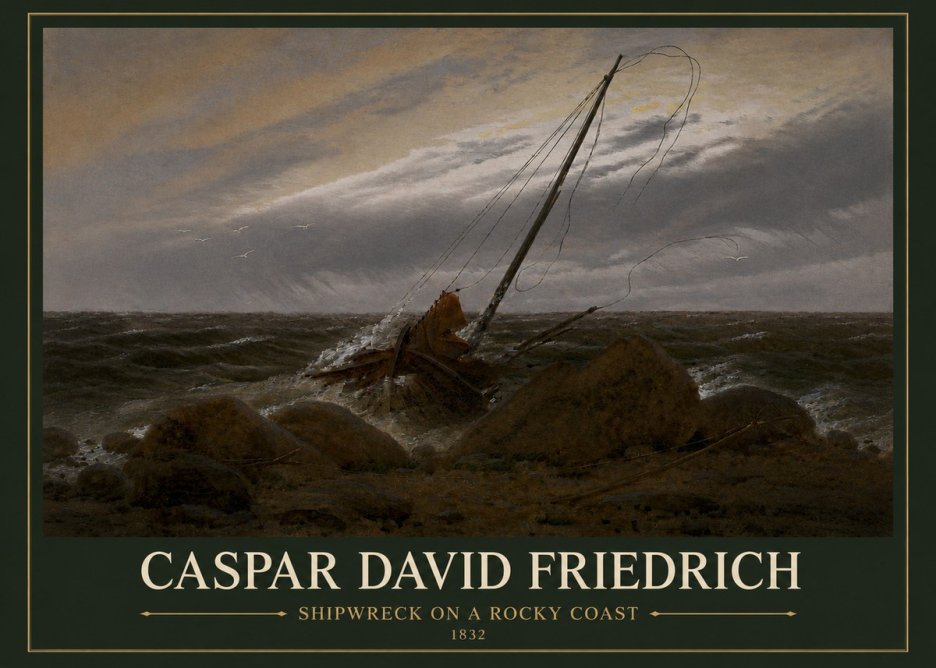 Caspar David Friedrich Shipwreck on a Rocky Coast No3 - Plakat