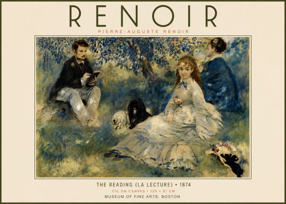 Renoir The Reading (La Lecture) No6 - Plakat