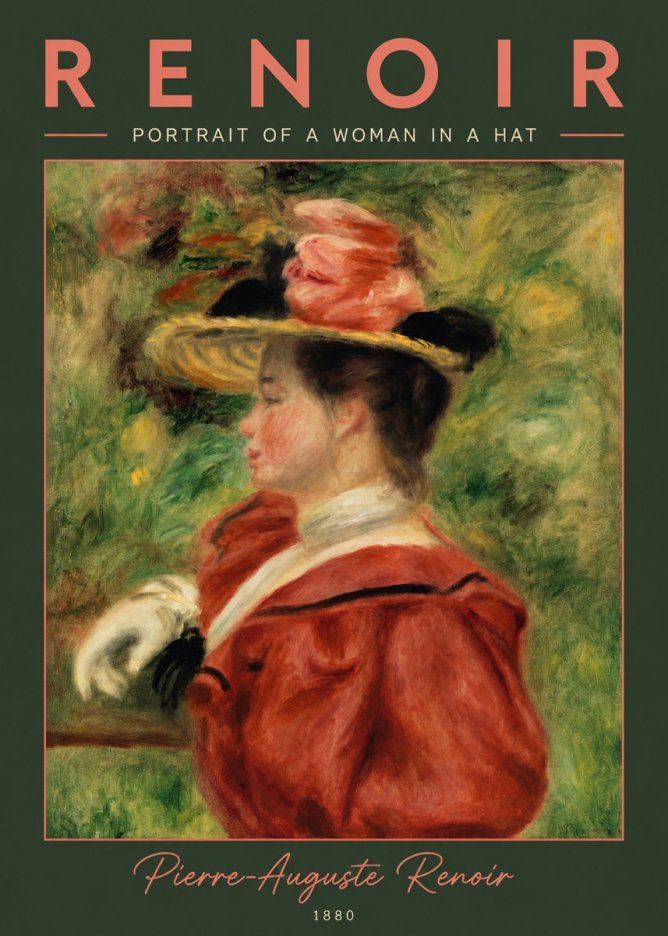 Renoir Portrait of a Woman in a Hat No2 - Plakat
