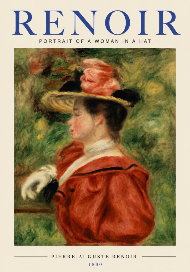 Renoir Portrait of a Woman in a Hat No3 - Plakat